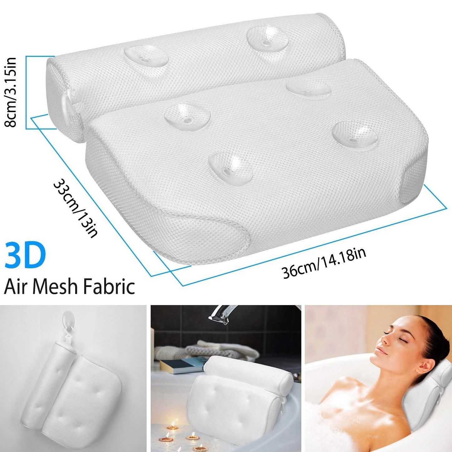 Bathtub Pillow Suction Cup Bath Pillow Air Mesh Bath - DailySale