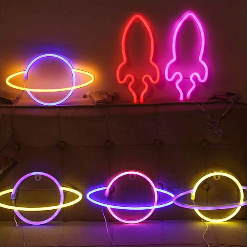 Battery USB LED Neon Light Wall Signs Night Home Decor Indoor Lighting - DailySale