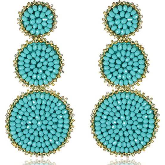 Beaded Drop Earrings Statement Seed Bead Earring Earrings Blue - DailySale