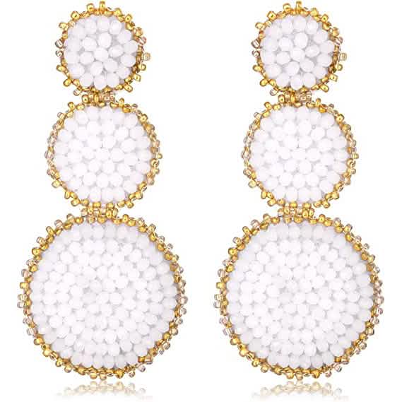 Beaded Drop Earrings Statement Seed Bead Earring Earrings White - DailySale