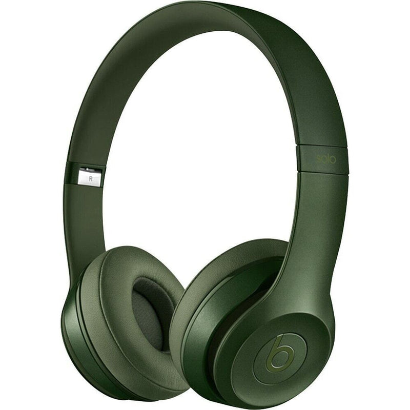 Angled view of Beats by Dr. Dre Solo 2 Wired On-Ear Headphone Solo2 (Refurbished) in hunter green