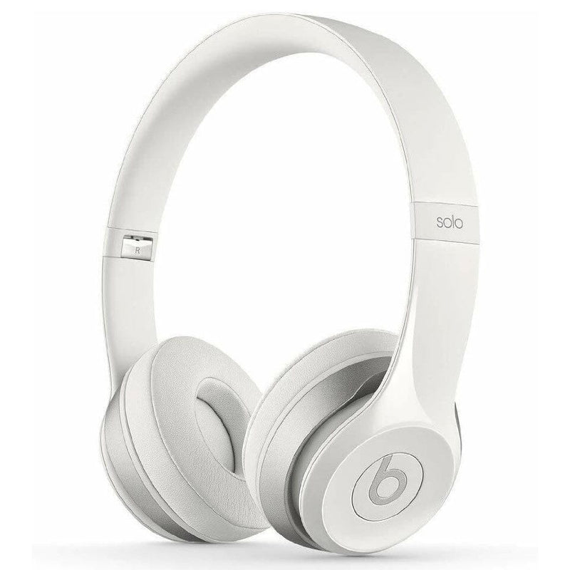 Angled view of Beats by Dr. Dre Solo 2 Wired On-Ear Headphone Solo2 (Refurbished) in matte white