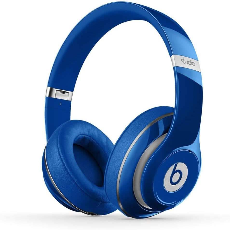 Beats Studio Wired 2.0 Over-Ear Headphone (Refurbished) in blue over a white background viewed from the right
