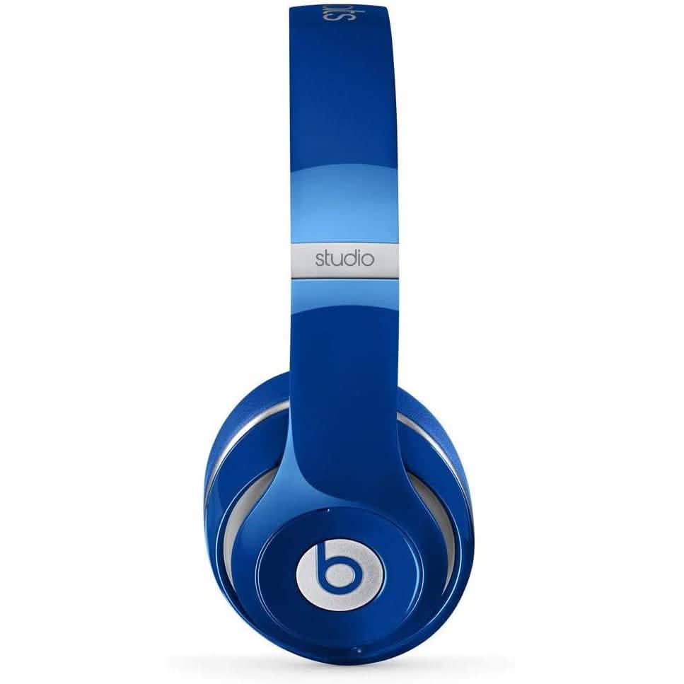 Front view of Beats Studio Wired 2.0 Over-Ear Headphone (Refurbished) in blue over a white background