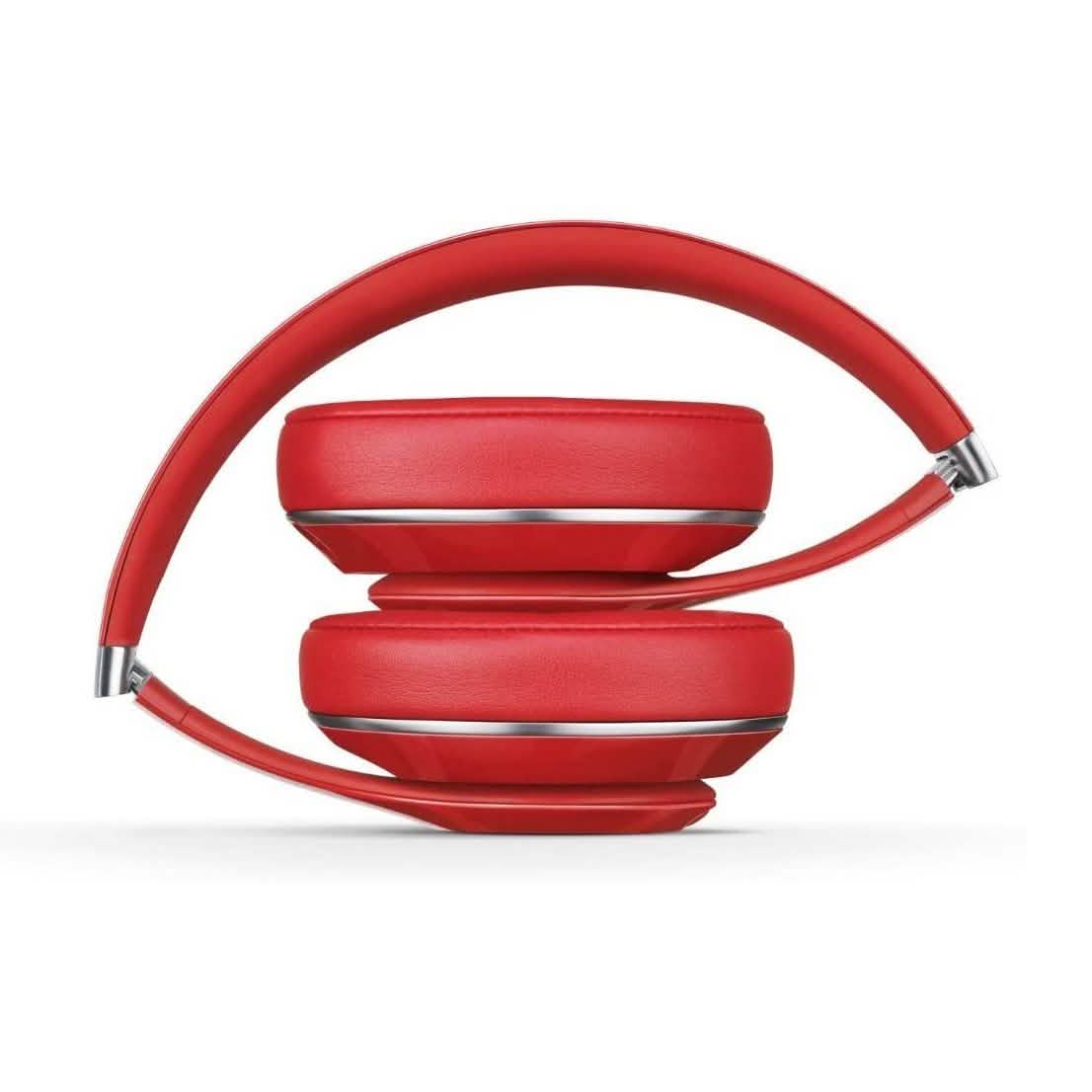 Collapsed view of Beats Studio Wired 2.0 Over-Ear Headphone (Refurbished) in red over a white background