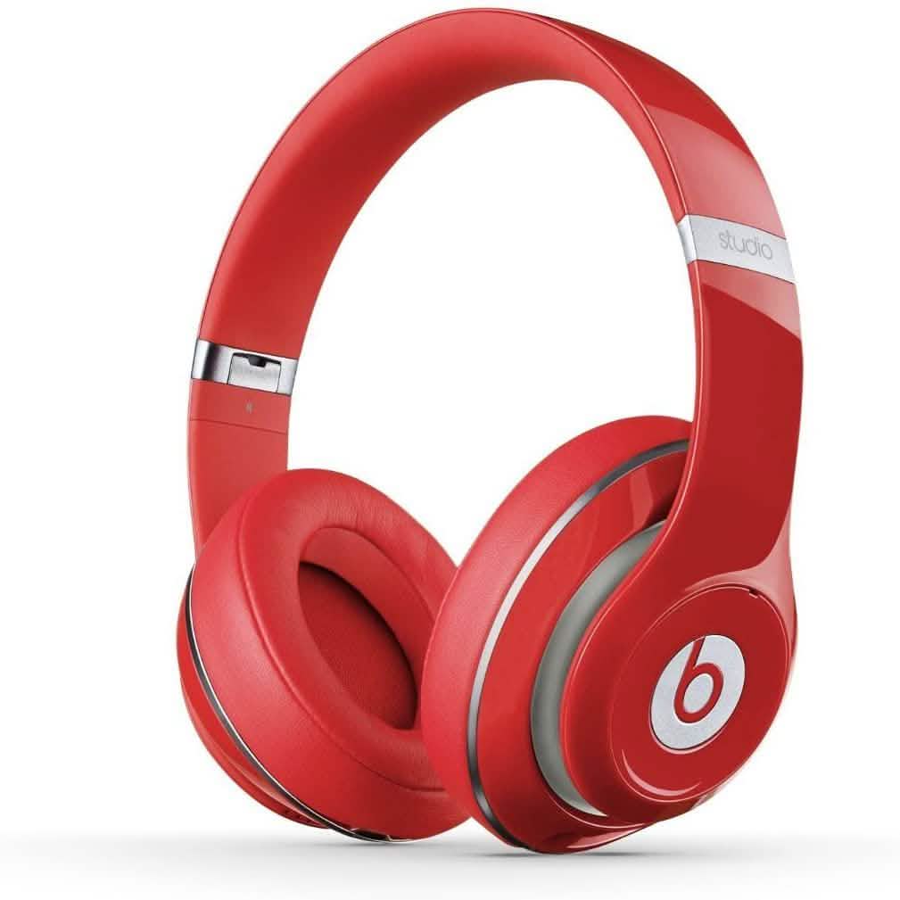 Beats Studio Wired 2.0 Over-Ear Headphone (Refurbished) in red over a white background viewed from the right