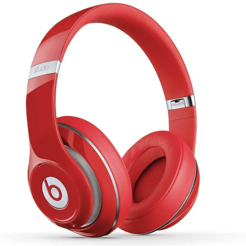 Beats Studio Wired 2.0 Over-Ear Headphone (Refurbished) in red over a white background viewed from the left
