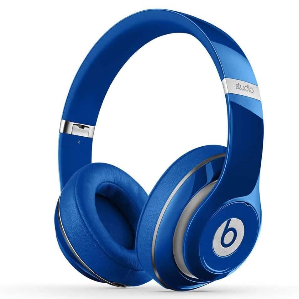 Beats Studio Wired 2.0 Over-Ear Headphone (Refurbished) in blue over a white background viewed from the left