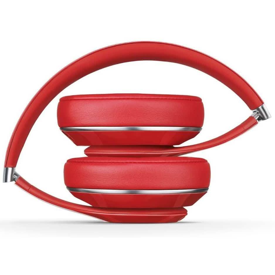 Collapsed view of Beats Studio Wired 2.0 Over-Ear Headphone (Refurbished) in red over a white background