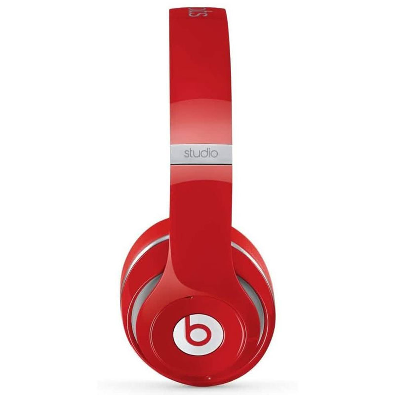Side view of Beats Studio Wired 2.0 Over-Ear Headphone (Refurbished) in red over a white background