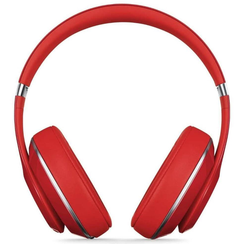 Front view of Beats Studio Wired 2.0 Over-Ear Headphone (Refurbished) in red over a white background