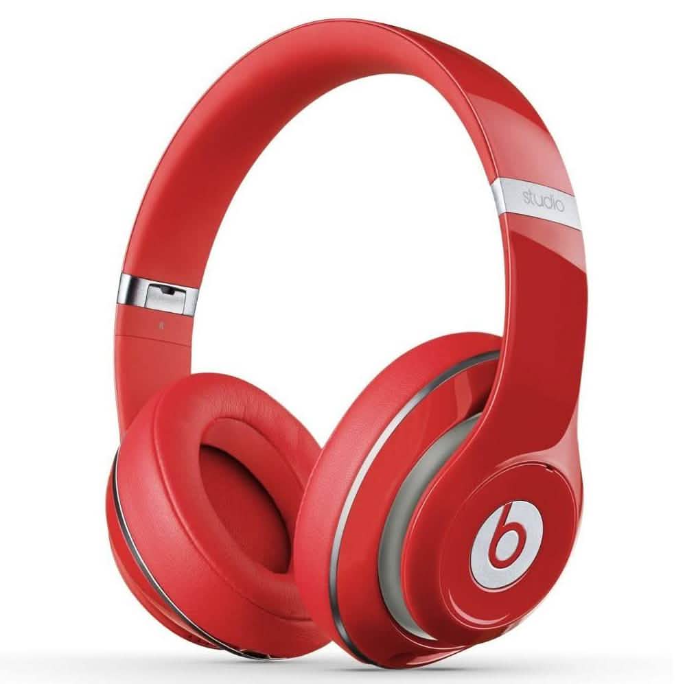 Beats Studio Wired 2.0 Over-Ear Headphone (Refurbished) in red over a white background viewed from the left