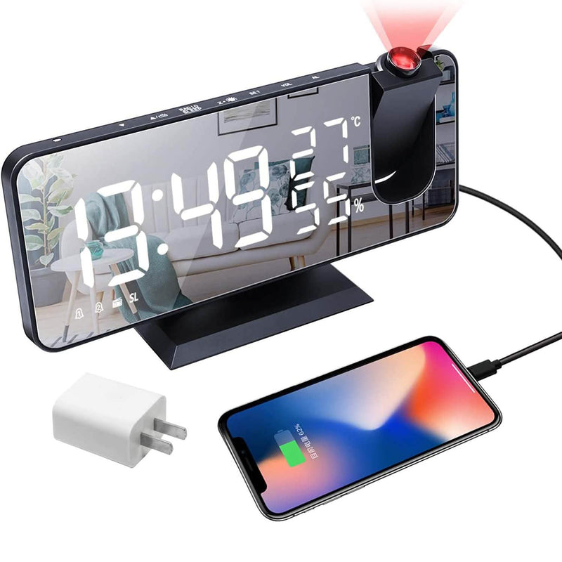Bedroom Projection Digital Alarm Clock Household Appliances Black - DailySale