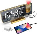 Bedroom Projection Digital Alarm Clock Household Appliances Gold - DailySale