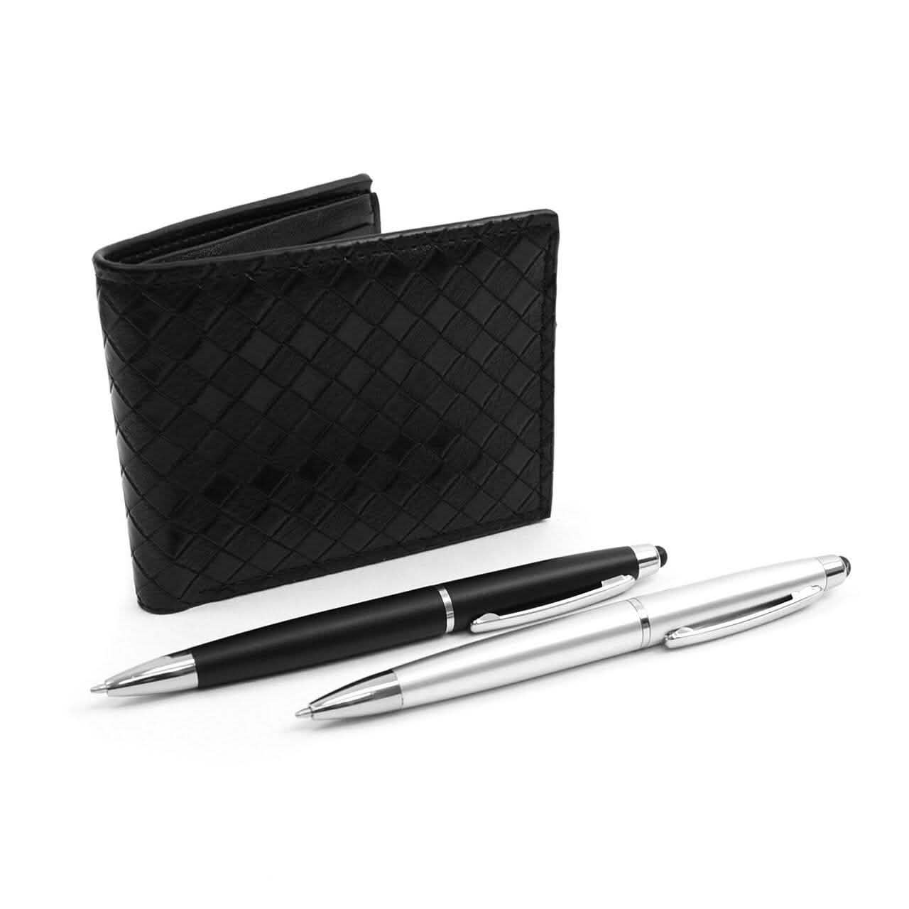 Bi-Fold Men's Leather Wallet and Pen Set with Touch Screen Stylus Tip Bags & Travel - DailySale