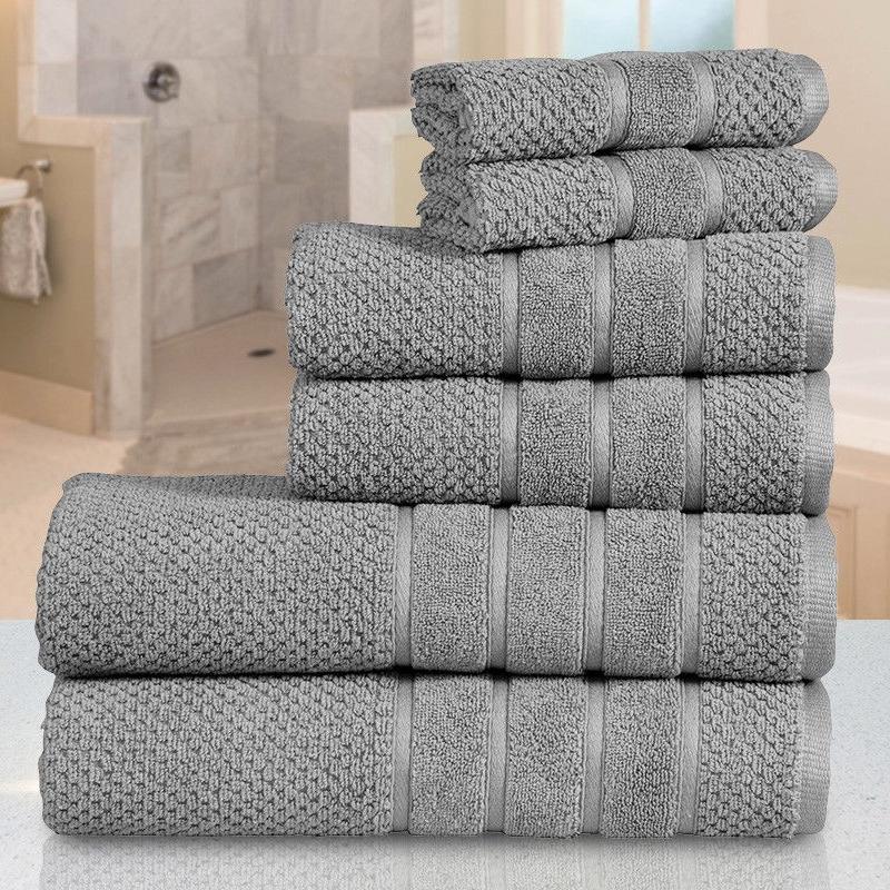 Fast Dry Zero-Twist 6-Piece Bath Towel Set, 2 Washcloths, 2 Hand
