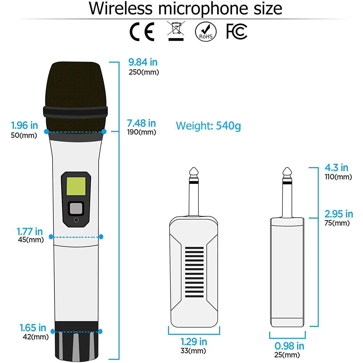 Bietrun Wireless UHF Metal Dual Handheld Dynamic Mic Karaoke System Headphones & Audio - DailySale