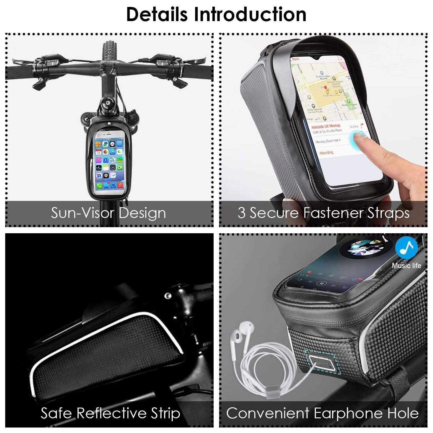 Bike Phone Front Frame Bag with Touch Screen Sun-Visor Sports & Outdoors - DailySale