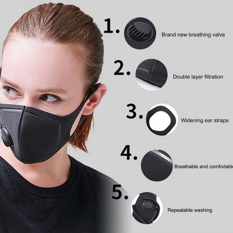 Black Face Mask with Filter Wellness & Fitness - DailySale