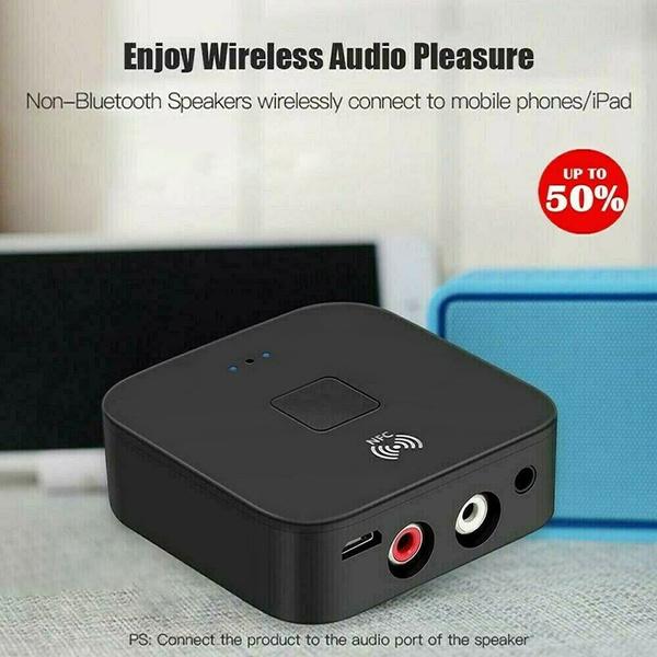 Black Wireless Bluetooth Receiver 5.0 aptX LL RCA NFC 3.5mm Jack Aux Audio Adapter Headphones & Audio - DailySale