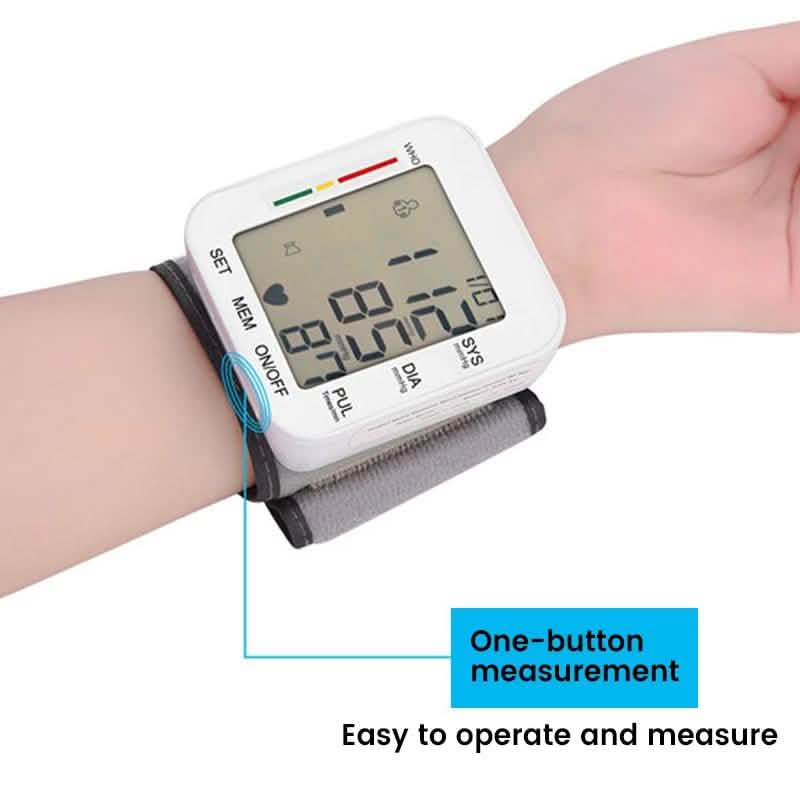 Blood Pressure Monitor Large LCD Display and Adjustable Wrist Cuff Wellness - DailySale