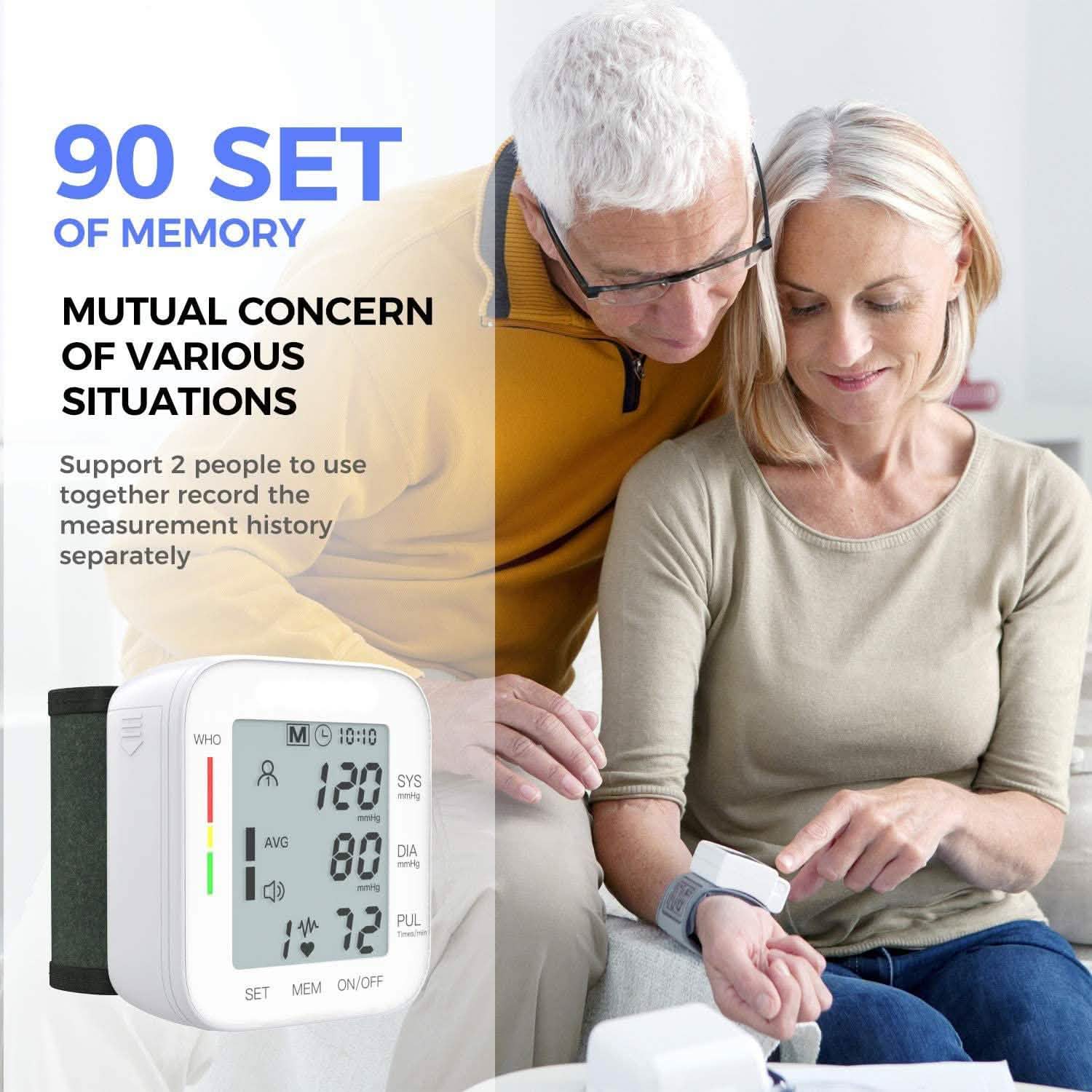 Blood Pressure Monitor Large LCD Display and Adjustable Wrist Cuff Wellness - DailySale