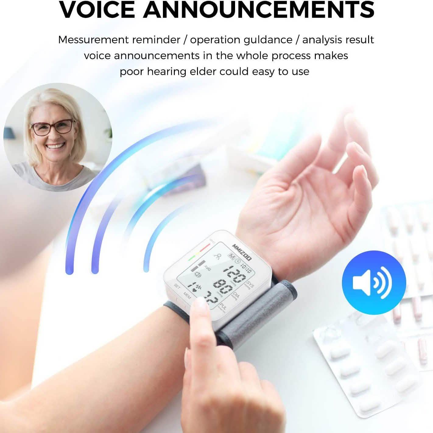 Blood Pressure Monitor Large LCD Display and Adjustable Wrist Cuff Wellness - DailySale