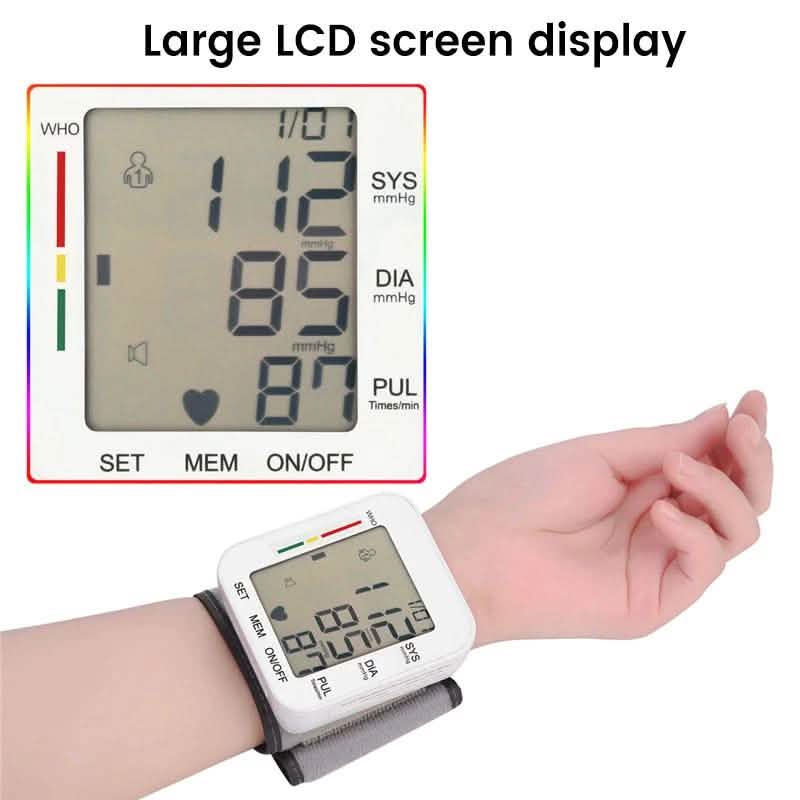 Blood Pressure Monitor Large LCD Display and Adjustable Wrist Cuff Wellness - DailySale