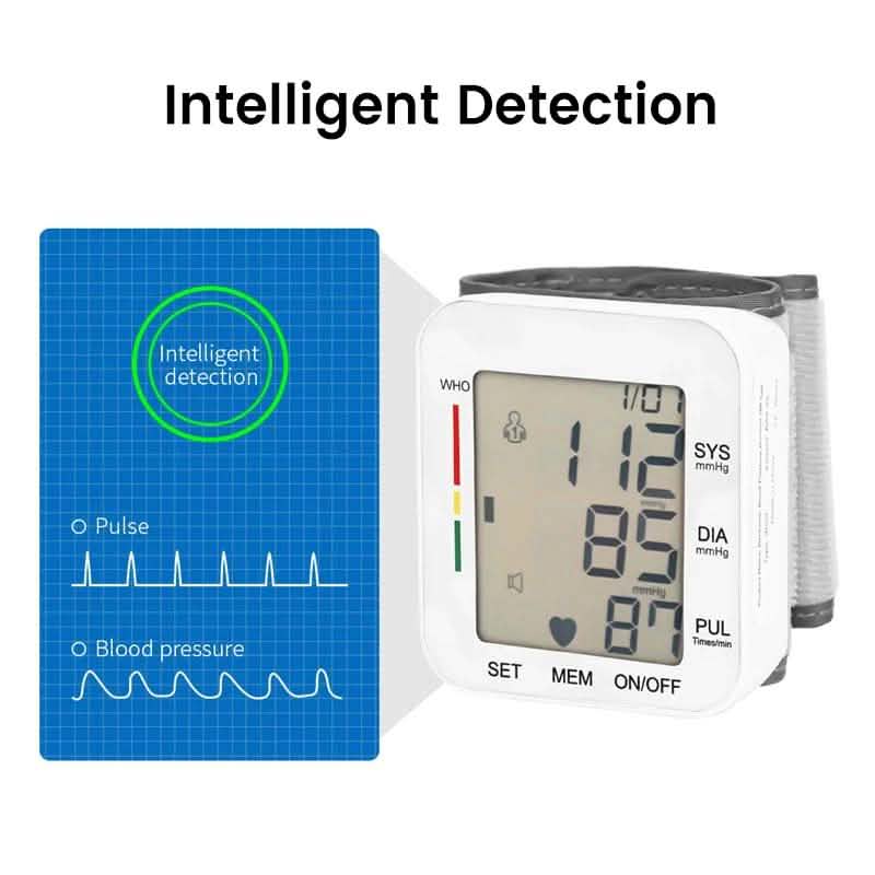 Blood Pressure Monitor Large LCD Display and Adjustable Wrist Cuff Wellness - DailySale