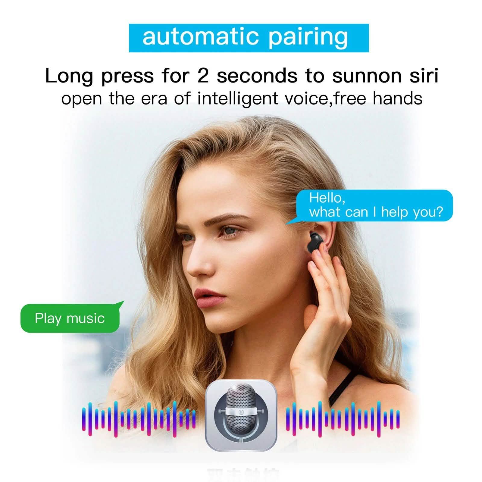 Bluetooth 5.0 Wireless Headset Deep Bass Stereo Earbuds LCD Power Display Headphones - DailySale