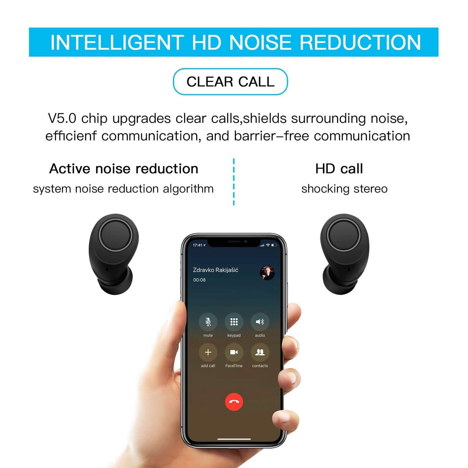 Bluetooth 5.0 Wireless Headset Deep Bass Stereo Earbuds LCD Power Display Headphones - DailySale