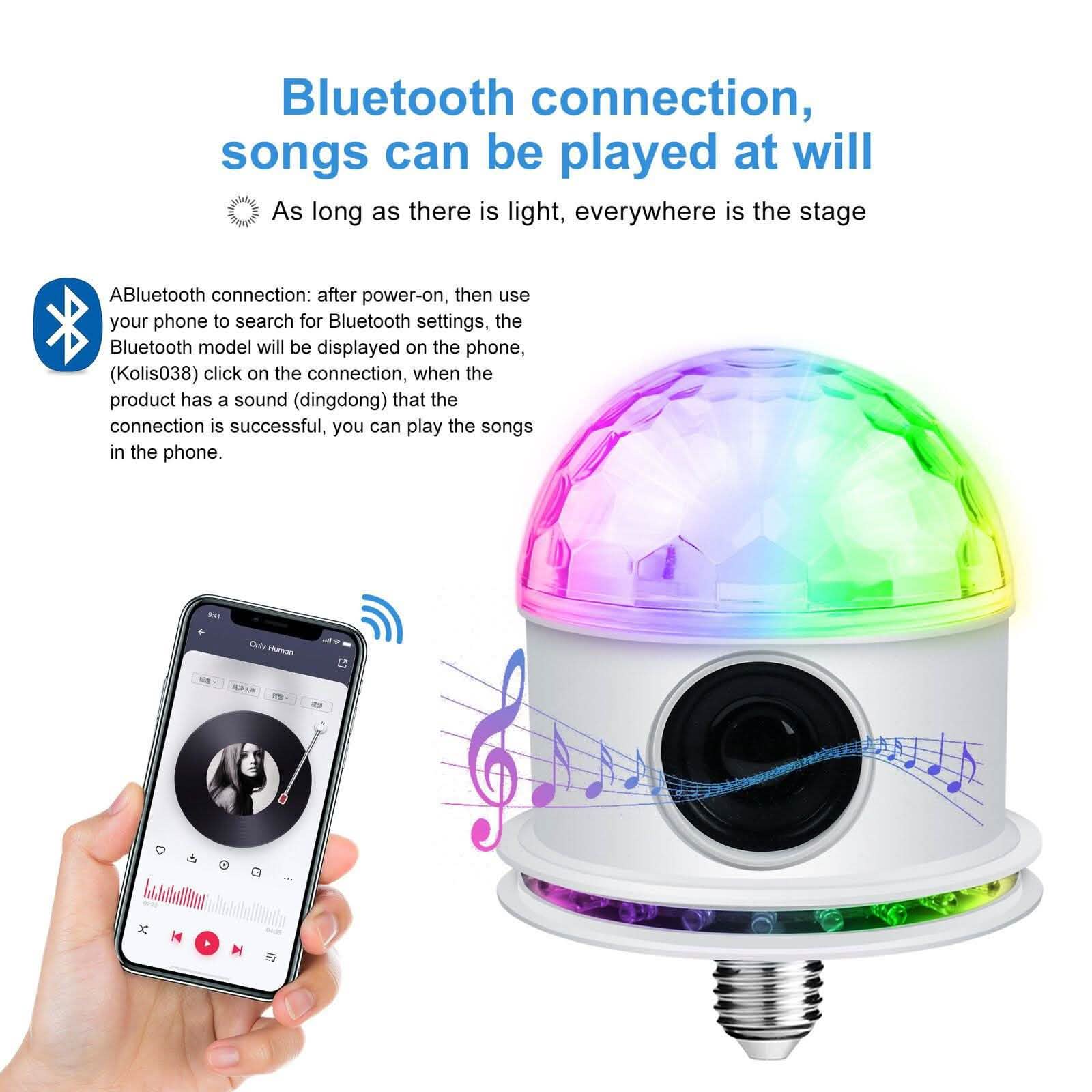 Bluetooth RGB Disco Party Light LED Stage Ball Light KTV Strobe DJ Activated Lamp Lighting & Decor - DailySale