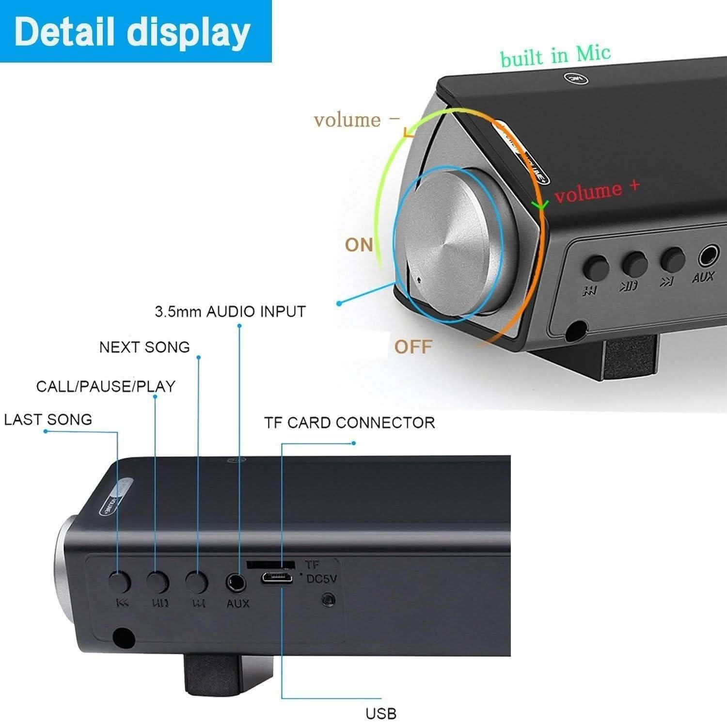 Bluetooth Sound Bar Wired and Wireless Mini Home Theater Audio Headphones & Speakers - DailySale
