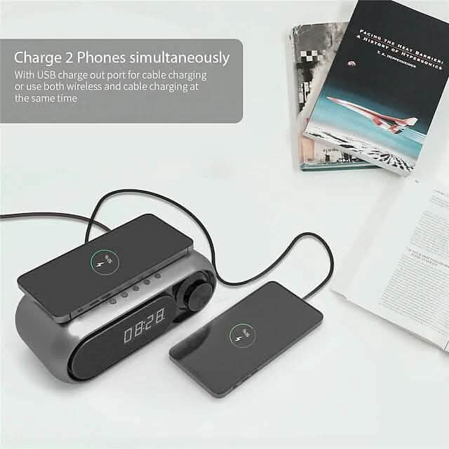 Bluetooth Speaker Wireless Charger with Alarm Clock Speakers - DailySale