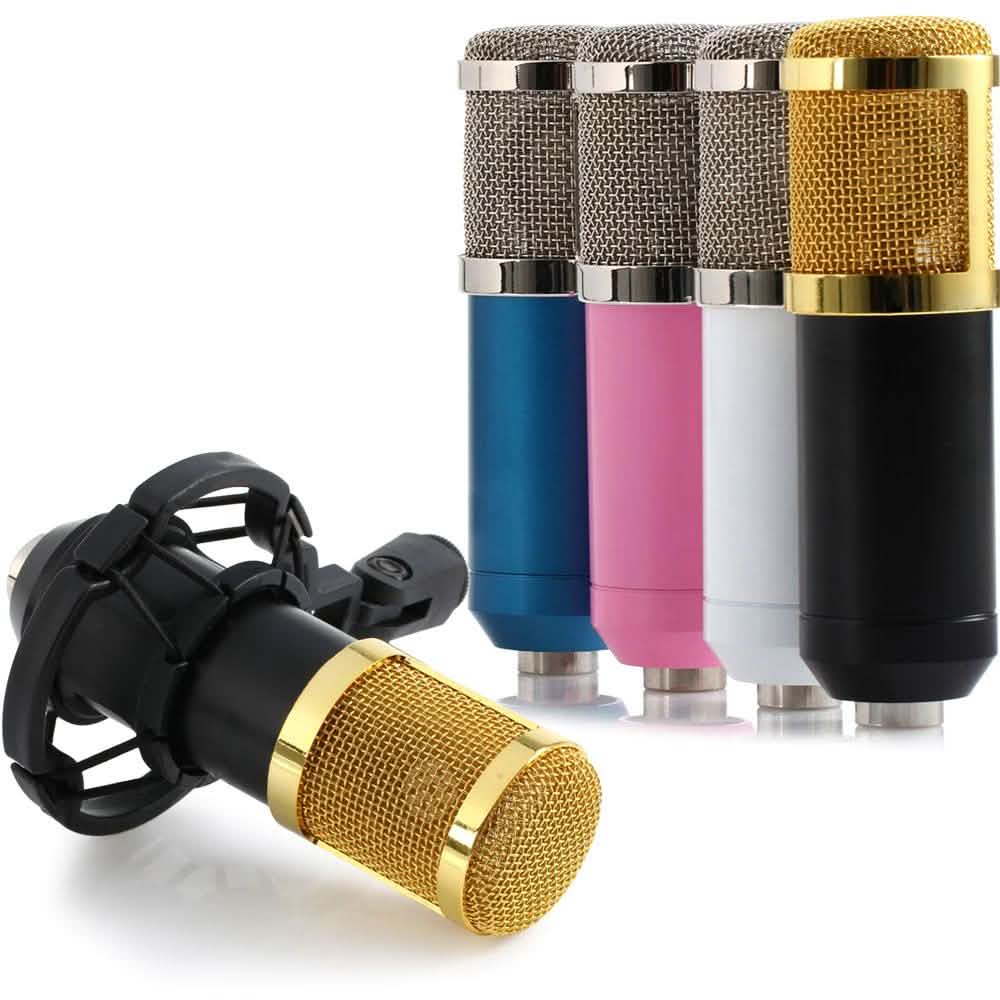 BM-800 Condenser Sound Recording Microphone with Shock Mount for Radio Braodcasting Headphones & Audio - DailySale