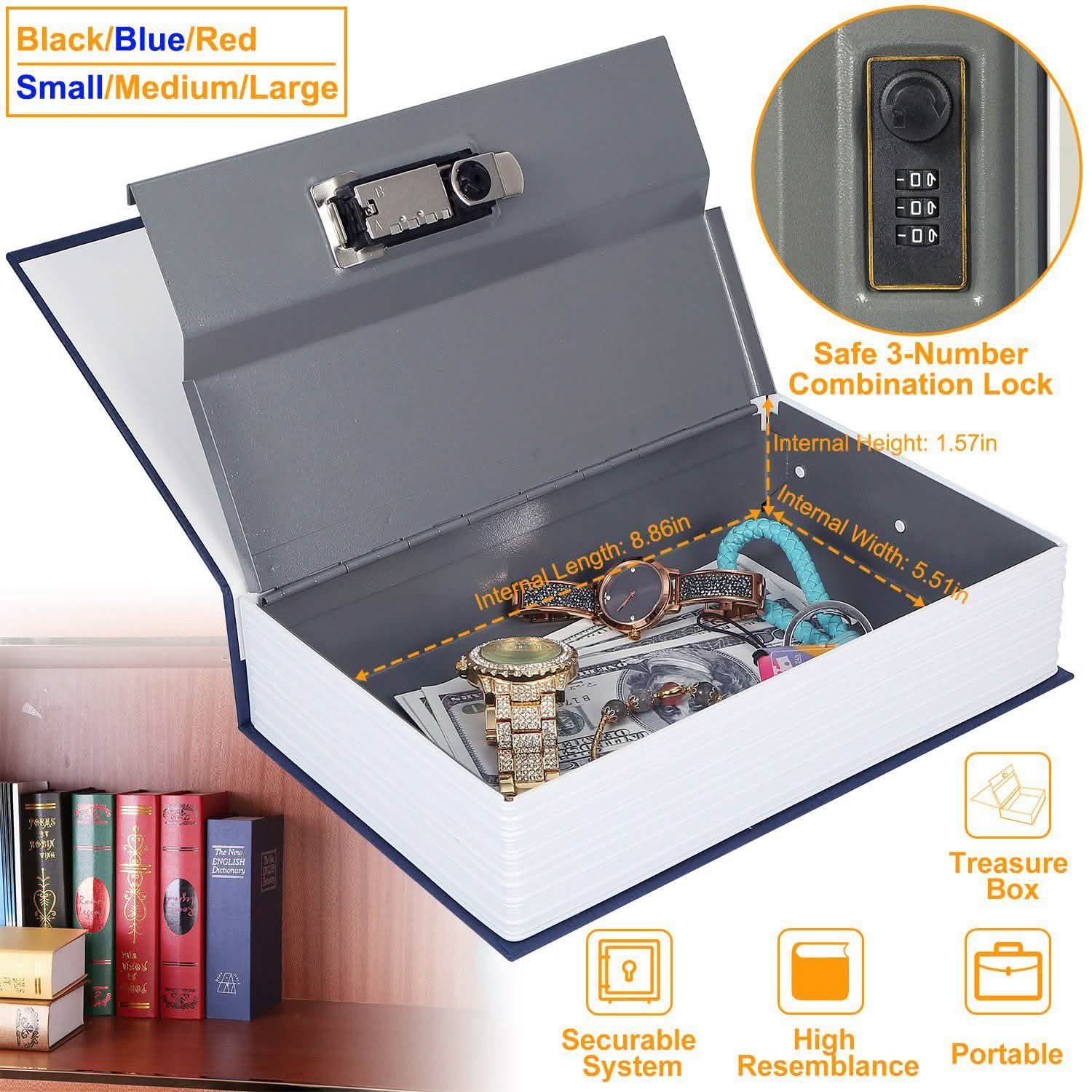 Book Safe with 3-Digit Combination Lock Storage Box Closet & Storage - DailySale