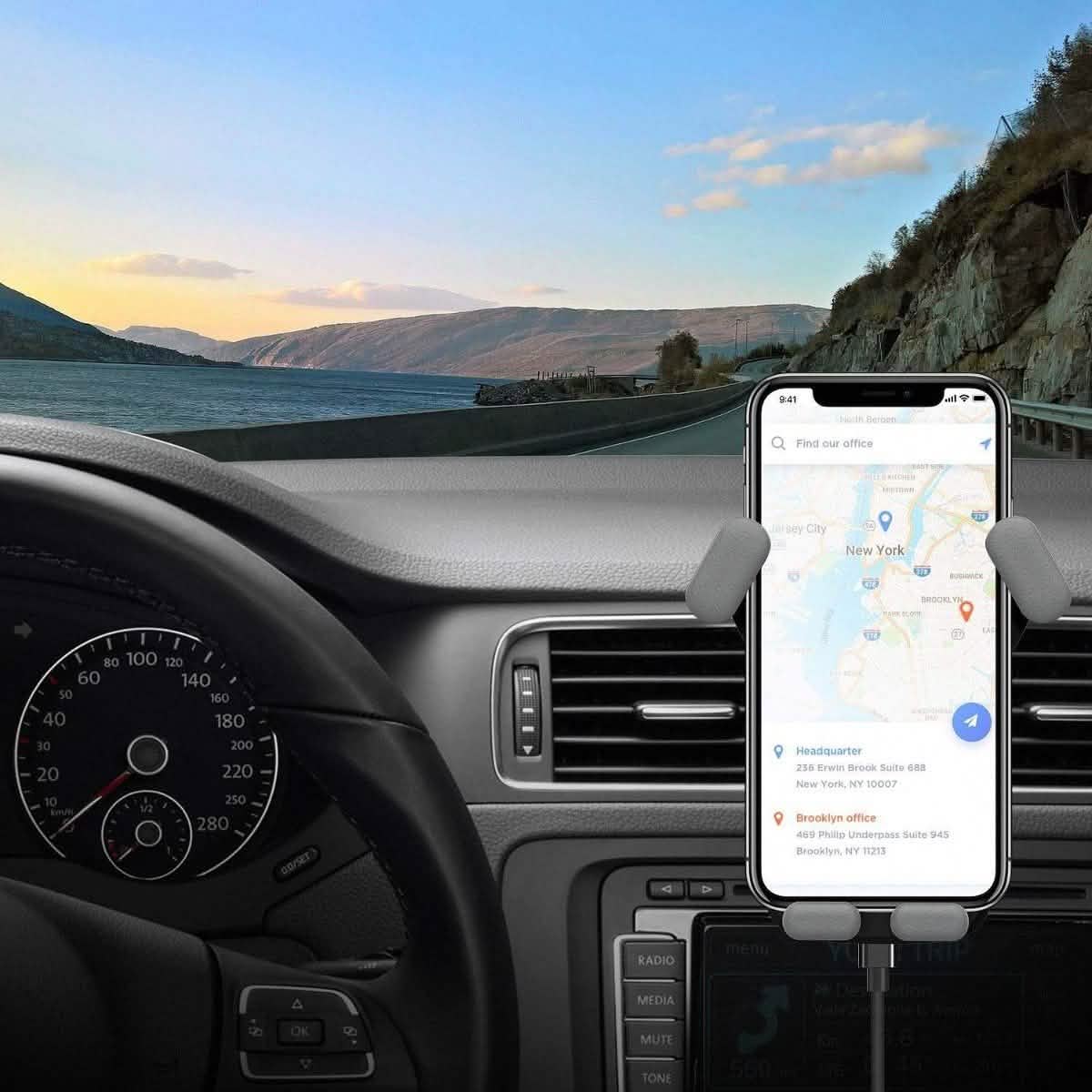 Boslisa Qi Gravity Wireless Car Charger Mount Phones & Accessories - DailySale