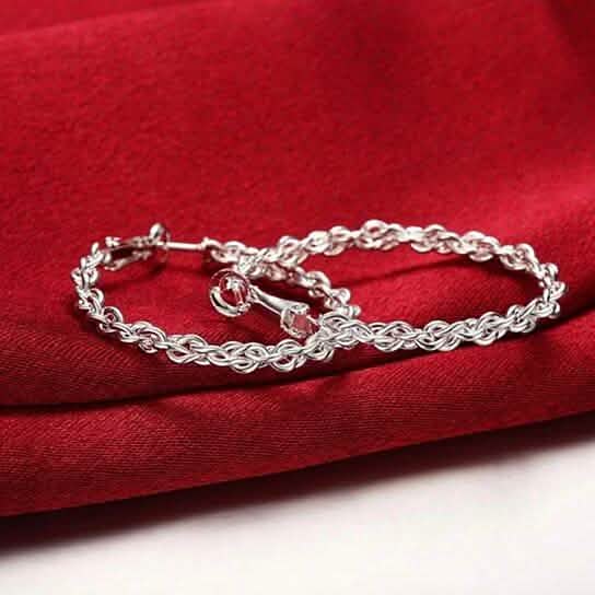 Braided Hoop Earrings In 18KT White Gold Earrings - DailySale
