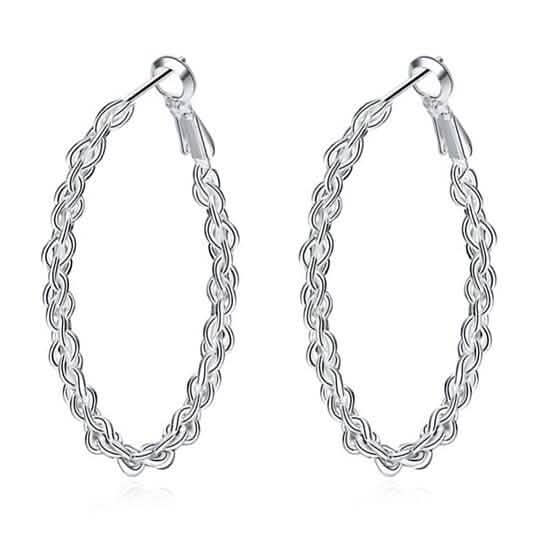 Braided Hoop Earrings In 18KT White Gold Earrings - DailySale