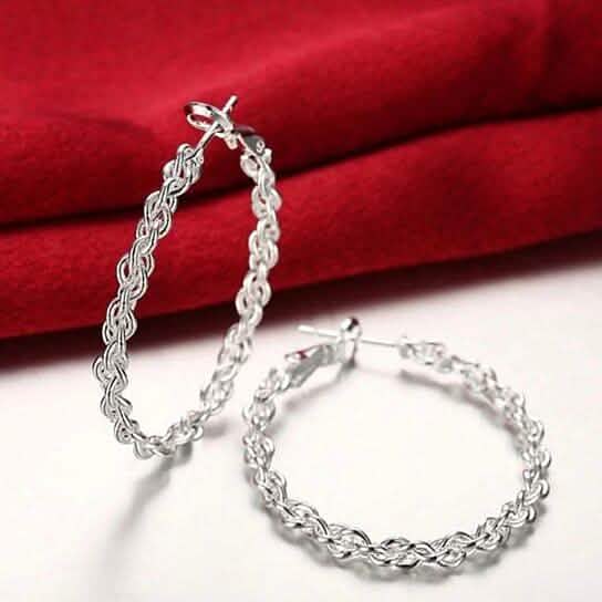 Braided Hoop Earrings In 18KT White Gold Earrings - DailySale