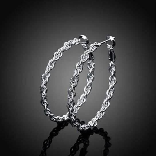 Braided Hoop Earrings In 18KT White Gold Earrings - DailySale