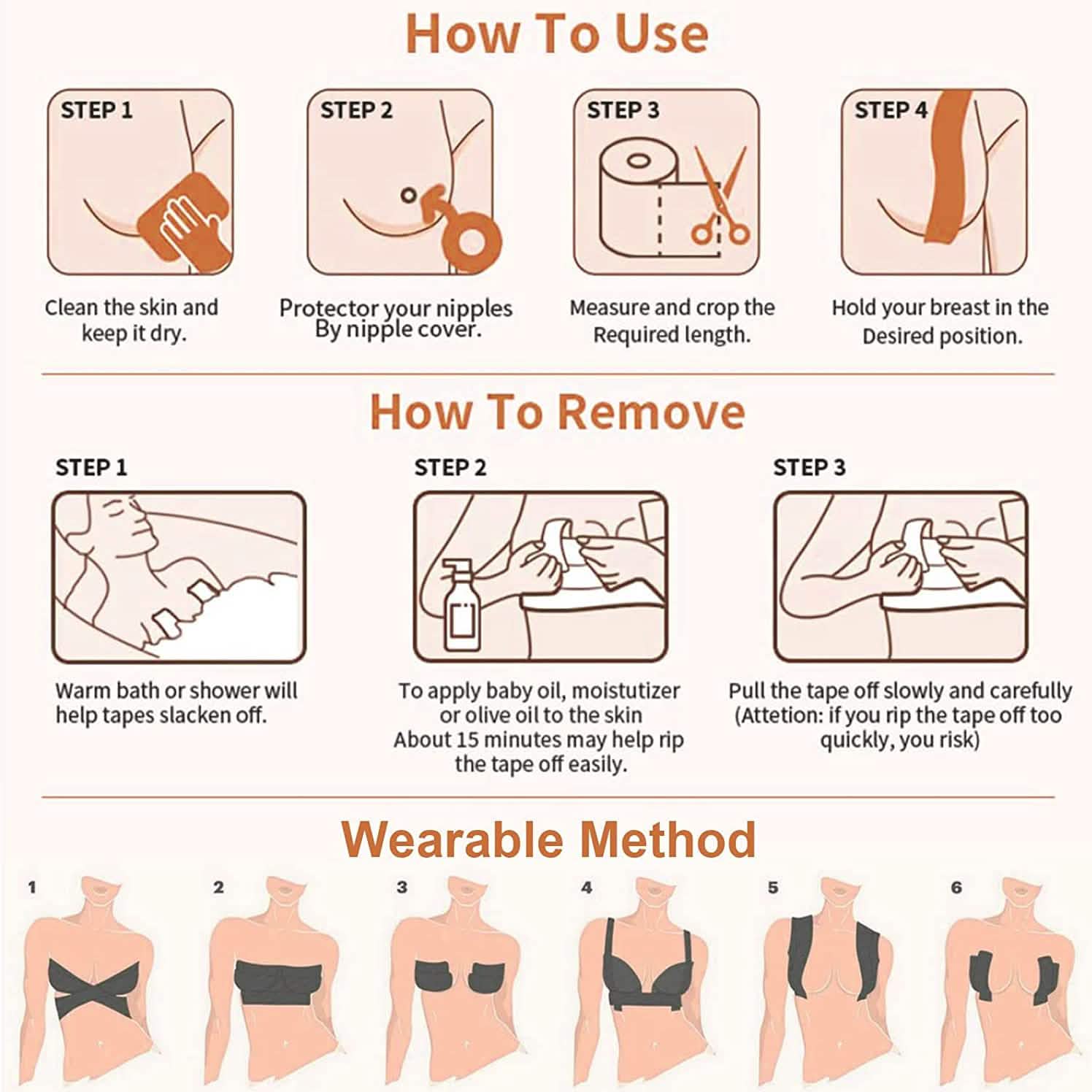 Breast Lift Tape for A-E Cup Large Breast, Breathable Push Up Tape Women's Shoes & Accessories - DailySale