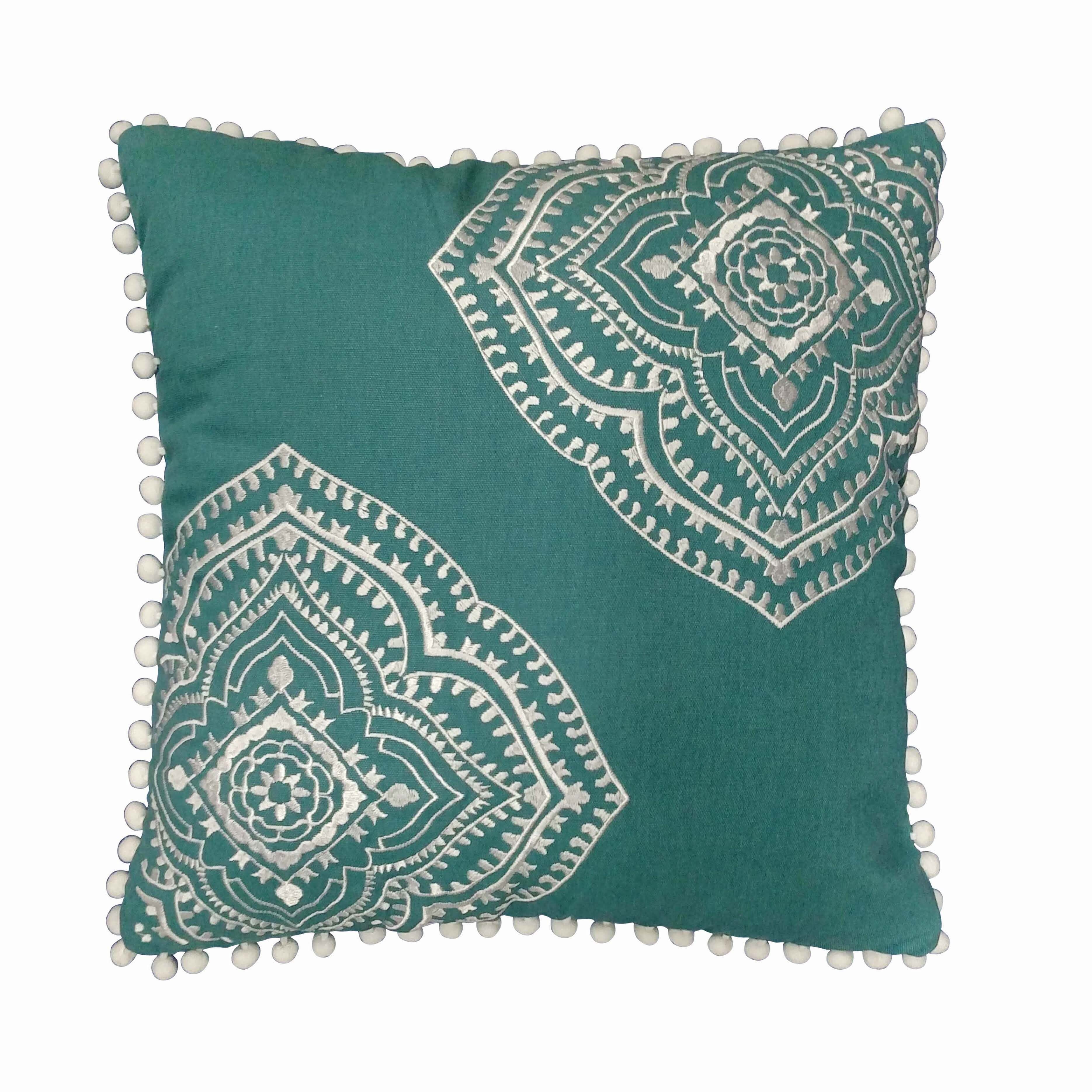 Brooklyn Flat Valencia Embroidered Pom Pom Decorative Pillow Bedding - DailySale