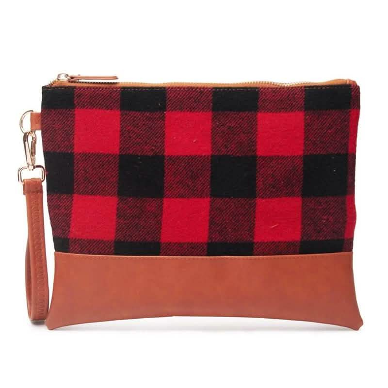 Buffalo Plaid Clutch Durable and Lightweight Wristlet Handbags & Wallets Red - DailySale