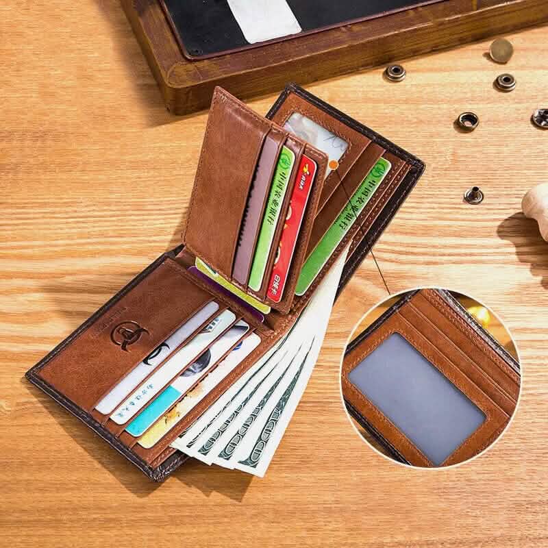 BULLCAPTAIN Men Genuine Leather Vintager RFID Blocking Anti-theft Wallet Men's Shoes & Accessories - DailySale