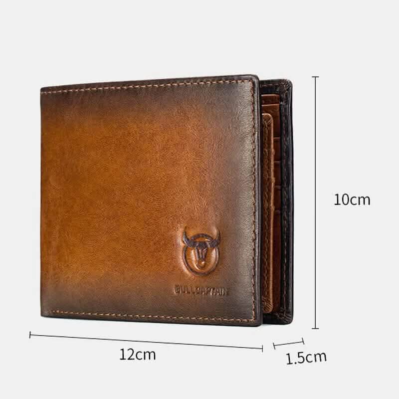 BULLCAPTAIN Men Genuine Leather Vintager RFID Blocking Anti-theft Wallet Men's Shoes & Accessories - DailySale