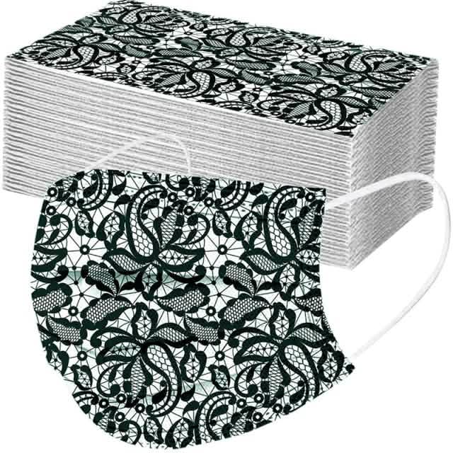 Butterfly Disposable Mask Flowers Lace Face Masks & PPE 50-Pieces E - DailySale