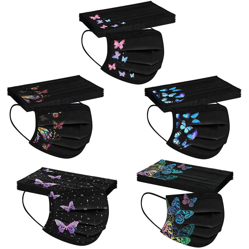 Butterfly Printed Paper Mask Face Masks & PPE 50-Pieces - DailySale