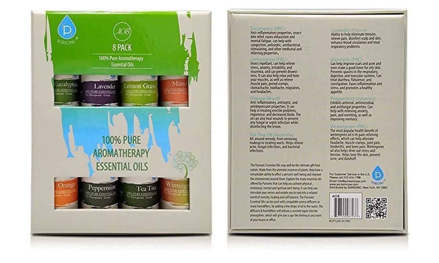 8-Pack: Pursonic 100% Pure Aromatherapy Essential Oils Set - DailySale, Inc