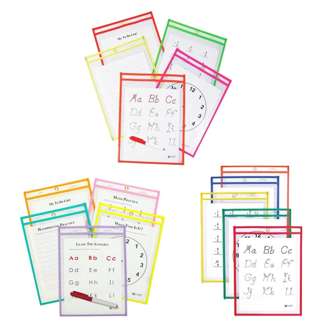 25-Pack: Reusable Dry Erase Pockets - Assorted Colors - DailySale, Inc